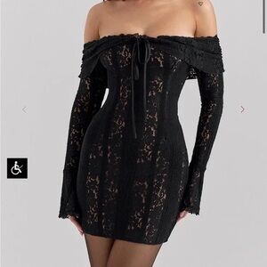 House of CB Sadie Black Lace Off-Shoulder Dress